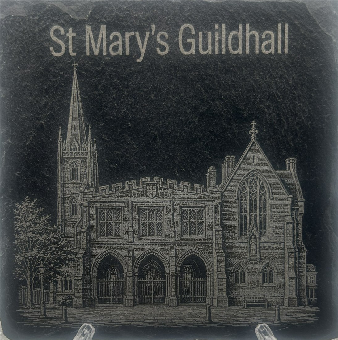 St Mary’s Guildhall engraving on slate