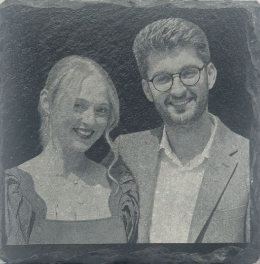 Slate portrait example of two people