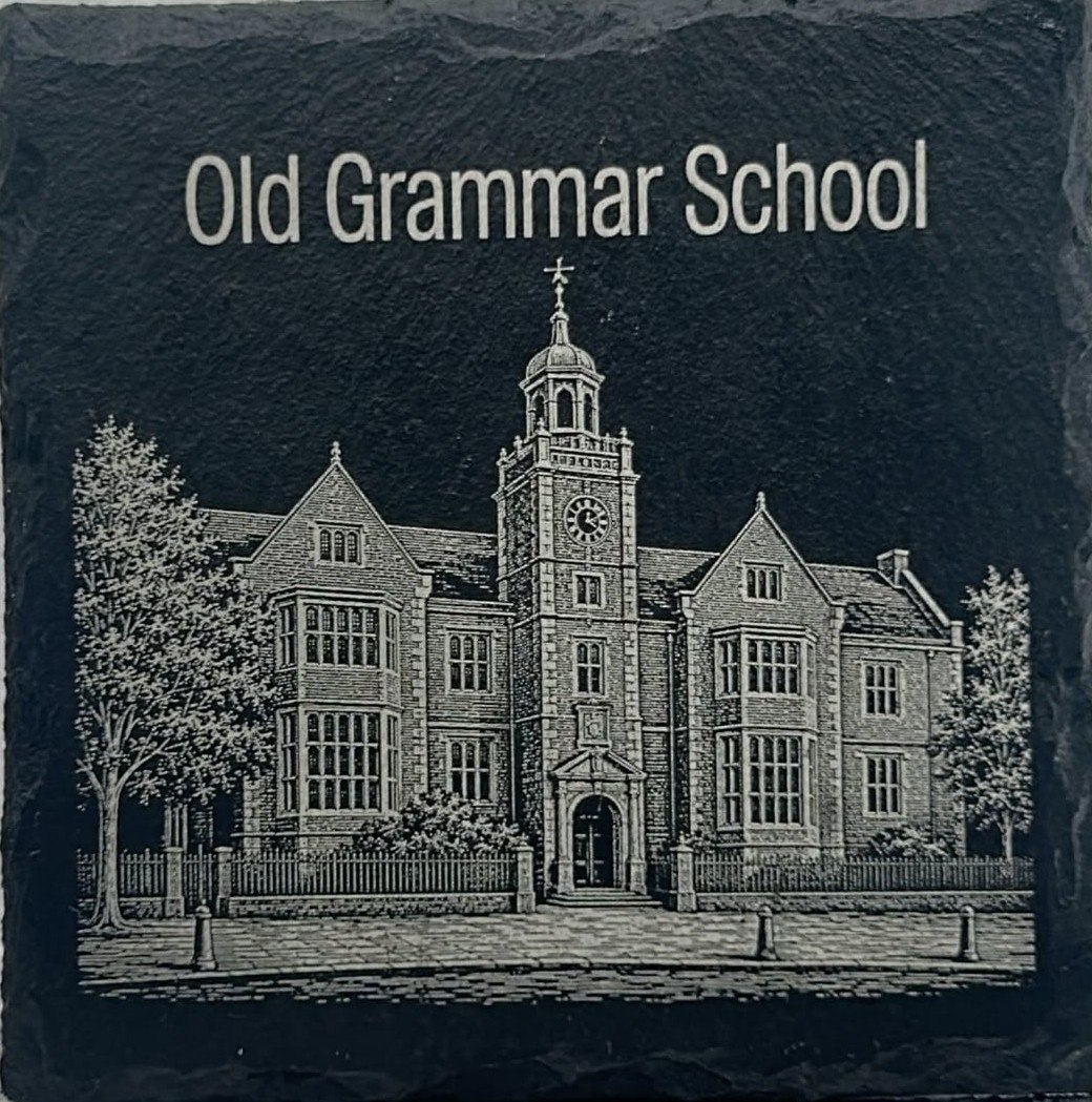 Old Grammar School engraving on slate